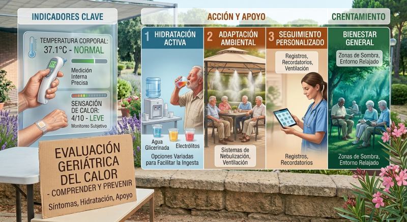 descripción gráfica de la temperatura corporal y temperatura en ancianos