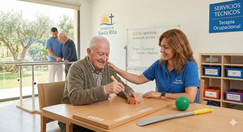 terapia ocupacional a un señor anciano